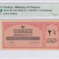 Ministry of Finance "Ottoman Emp." 2,5 Piastres AH1332 (ND1916-17) P86 PMG64 Ministry of Finance "Ottoman Emp." 2,5 Piastres AH1332 (ND1916-17) P86 PMG64