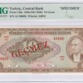 10 Lira 1930 (ND1948) A1 "Specimen" P148s PMG66 EPQ 10 Lira 1930 (ND1948) A1 "Specimen" P148s PMG66 EPQ