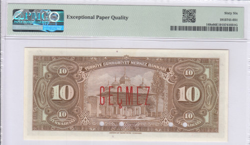 10 Lira 1930 (ND1948) A1 "Specimen" P148s PMG66 EPQ