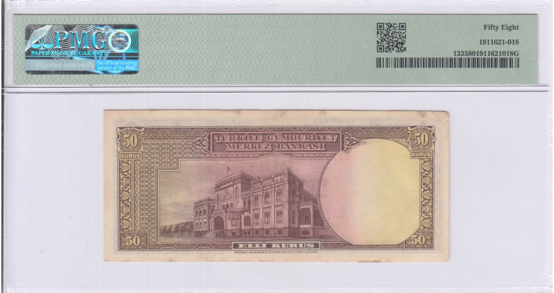 50 Kuruş 1930 (Unissued) B3 P133 PMG58