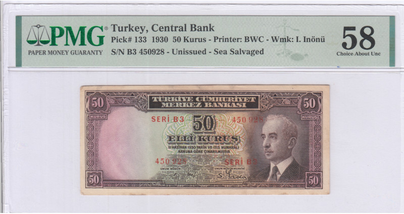 50 Kuruş 1930 (Unissued) B3 P133 PMG58