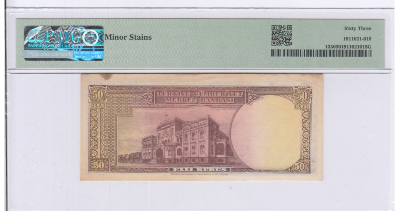 50 Kuruş 1930 (Unissued) B3 P133 PMG63