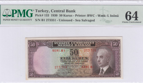 50 Kuruş 1930 (Unissued) B1 P133 PMG64
