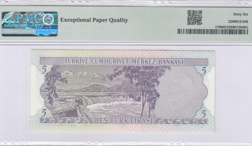 5 Lira 1930 (ND1968) B74 P179 PMG66 EPQ