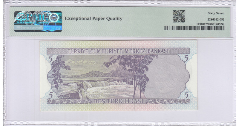 5 Lira 1930 (ND1968) B15 P179 PMG67 EPQ