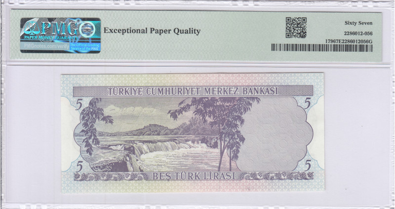 5 Lira 1930 (ND1968) E14 P179 PMG67 EPQ