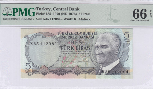 5 Lira 1930 (ND1968) K35 P185 PMG66 EPQ