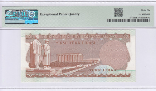 20 Lira 1930 (ND1966) A22 P181b PMG66 EPQ