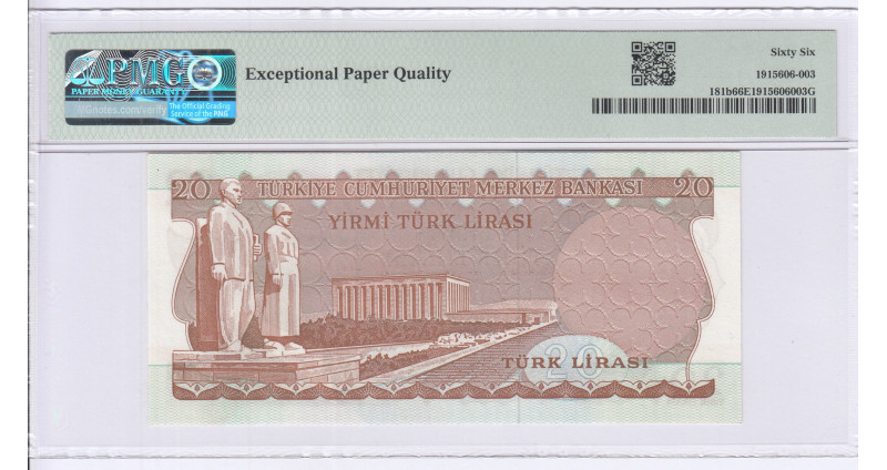 20 Lira 1930 (ND1966) A22 P181b PMG66 EPQ