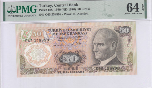 50 Lira 1970 (ND1976) C65 P188 PMG64 EPQ