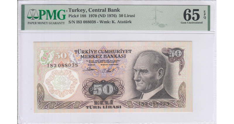 50 Lira 1970 (ND1976) I83 P188 PMG65 EPQ