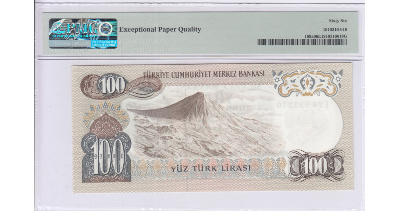 100 Lira 1970 (ND1972) E76 P189a PMG66 EPQ