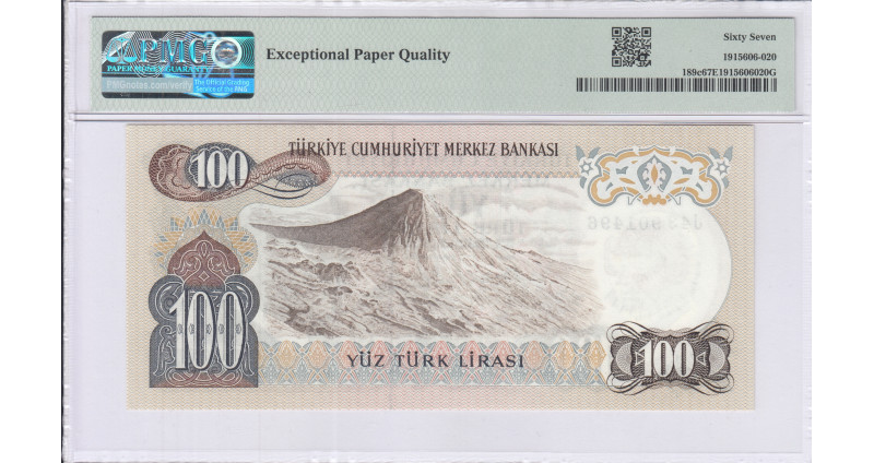 100 Lira 1970 (ND1983) J43 P189c PMG67 EPQ
