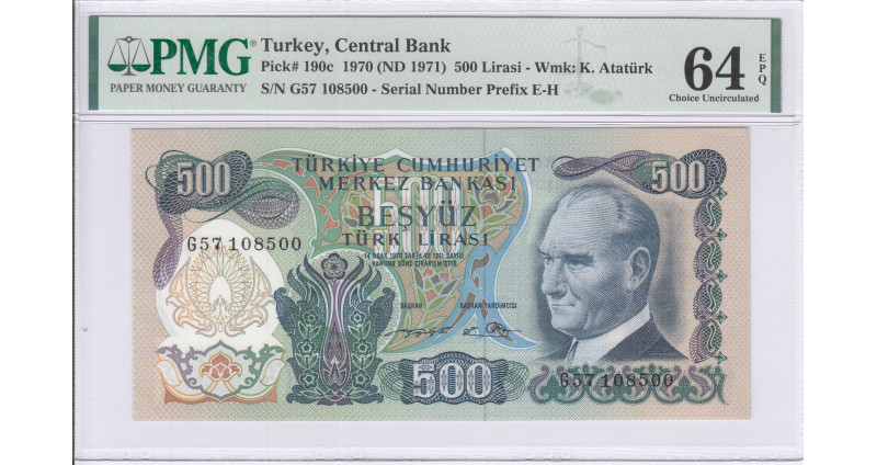 500 Lira 1970 (ND1971) G57 P190c PMG64 EPQ
