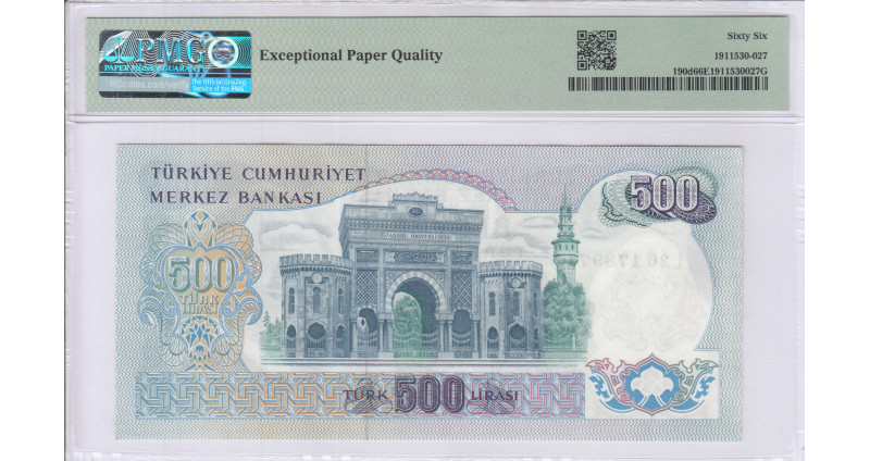 500 Lira 1970 (ND1971) L26 P190d PMG66 EPQ