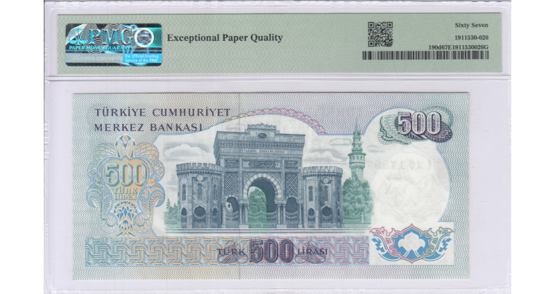 500 Lira 1970 (ND1971) L26 P190d PMG67 EPQ