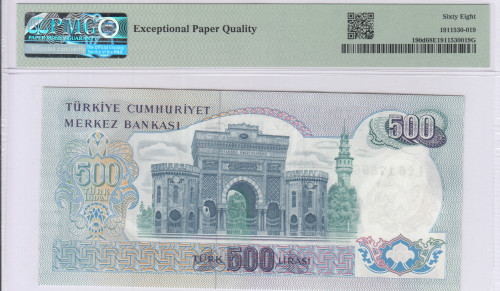 500 Lira 1970 (ND1971) L26 P190d PMG68 EPQ  "TopPop"