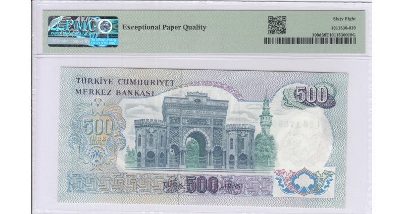 500 Lira 1970 (ND1971) L26 P190d PMG68 EPQ  "TopPop"