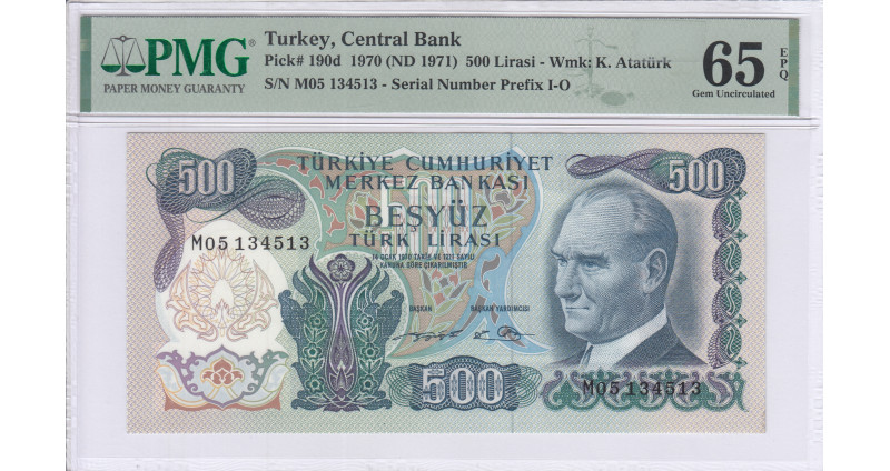 500 Lira 1970 (ND1971) M05 P190d PMG65 EPQ