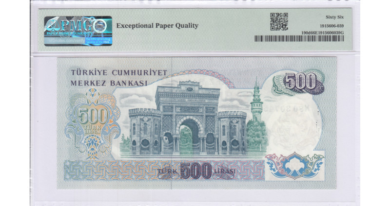 500 Lira 1970 (ND1971) N80 P190d PMG66 EPQ