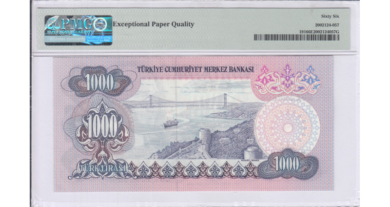 1.000 Lira 1970  B01 P191 PMG66 EPQ 1.000 Lira 1970  B01 P191 PMG66 EPQ