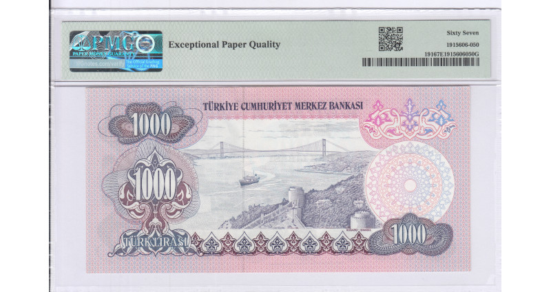 1.000 Lira 1970  E01 P191 PMG67 EPQ "TopPop"