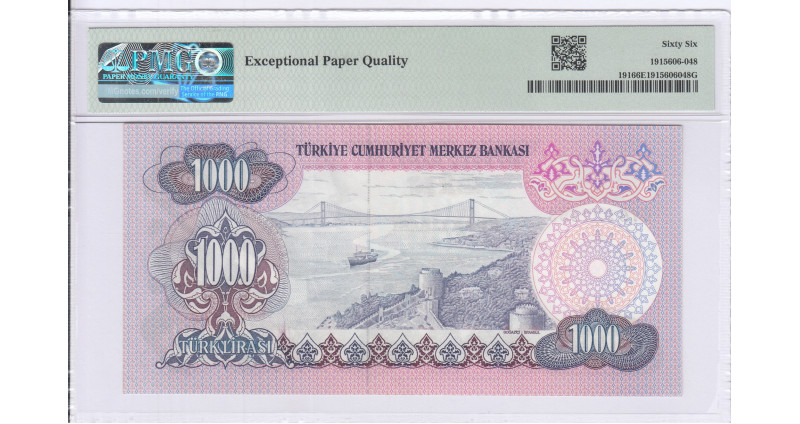 1.000 Lira 1970  C76 P191 PMG66 EPQ 1.000 Lira 1970  C76 P191 PMG66 EPQ