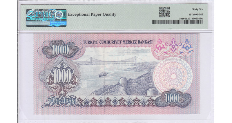1.000 Lira 1970  C51 P191 PMG66 EPQ 1.000 Lira 1970  C51 P191 PMG66 EPQ