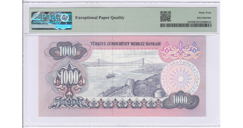 1.000 Lira 1970  D55 P191 PMG64 EPQ 1.000 Lira 1970  D55 P191 PMG64 EPQ