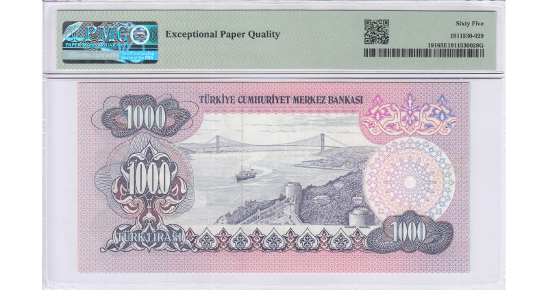 1.000 Lira 1970  D55 P191 PMG65 EPQ 1.000 Lira 1970  D55 P191 PMG65 EPQ