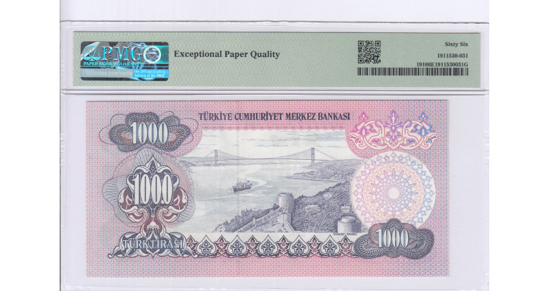 1.000 Lira 1970  D55 P191 PMG66 EPQ 1.000 Lira 1970  D55 P191 PMG66 EPQ