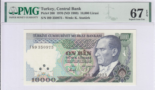 10.000 Lira 1970 (ND1989)  I89 P200 PMG67 EPQ