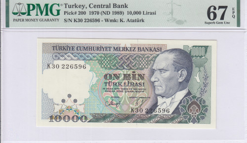 10.000 Lira 1970 (ND1989)  K30 P200 PMG67 EPQ