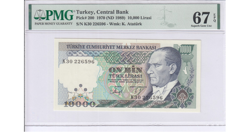 10.000 Lira 1970 (ND1989)  K30 P200 PMG67 EPQ