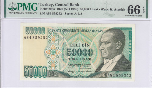 50.000 Lira 1970 (ND1989)  A84 P203a PMG66 EPQ