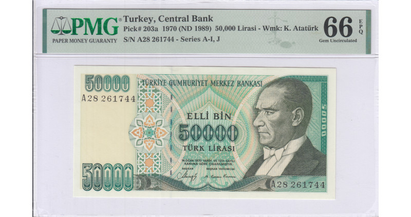50.000 Lira 1970 (ND1989)  A28 P203a PMG66 EPQ