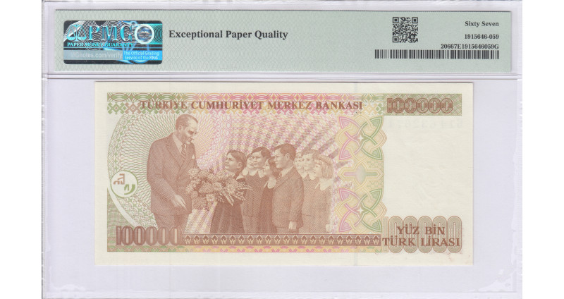 100.000 Lira 1970 (ND1997)  G14 P206 PMG67 EPQ