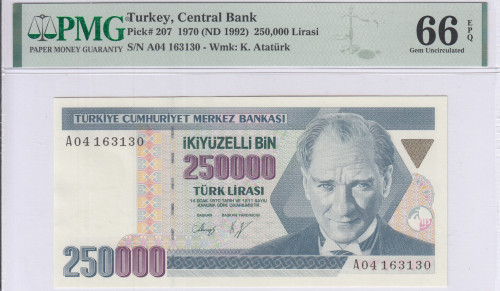 250.000 Lira 1970 (ND1992) A04 P207 PMG66 EPQ