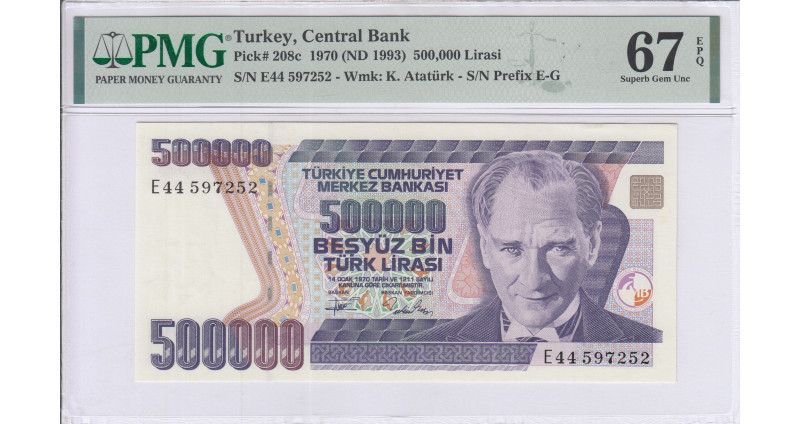 500.000 Lira 1970 (ND1993) E44 P208c PMG67 EPQ