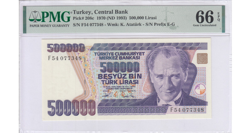 500.000 Lira 1970 (ND1993) F54 P208c PMG66 EPQ