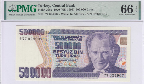 500.000 Lira 1970 (ND1993) F77 P208c PMG66 EPQ