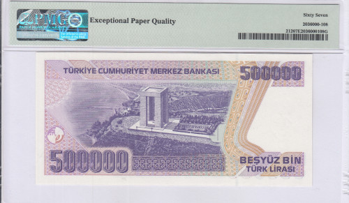 500.000 Lira 1970 (ND1998) H08 P212 PMG67 EPQ