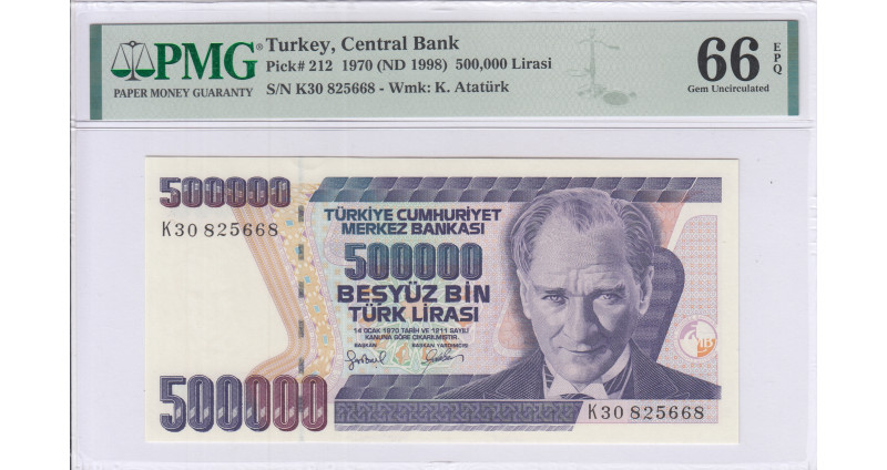 500.000 Lira 1970 (ND1998) K30 P212 PMG66 EPQ