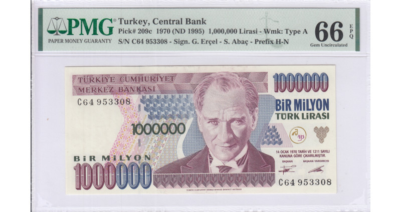 1.000.000 Lira 1970 (ND1995) C64 P209a PMG66 EPQ
