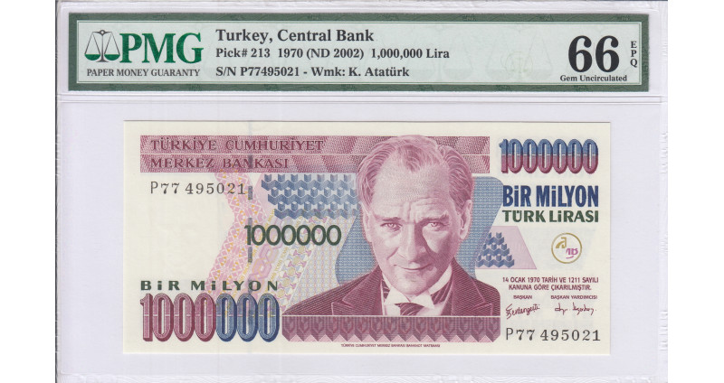 1.000.000 Lira 1970 (ND2002) P77 P213 PMG66 EPQ