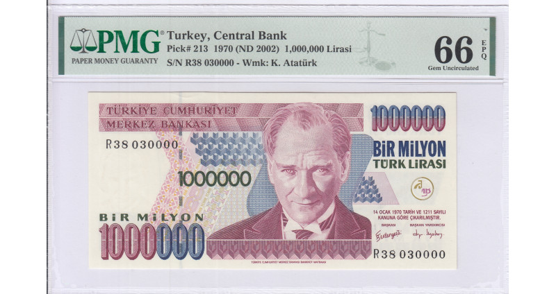 1.000.000 Lira 1970 (ND2002) R38 P213 PMG66 EPQ