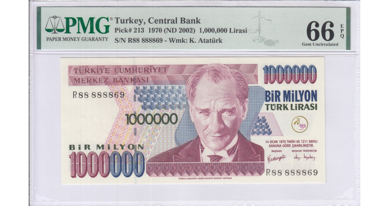 1.000.000 Lira 1970 (ND2002) R88 P213 PMG66 EPQ