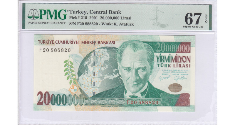 20.000.000 Lira 1999  F20 P215 PMG67 EPQ