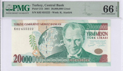 20.000.000 Lira 1999  K02 P215 PMG66 EPQ