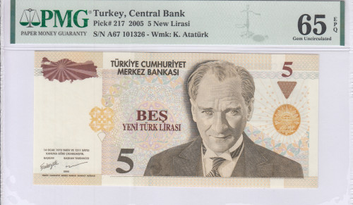 5 New Lira 2005 A67 P217 PMG65 EPQ
